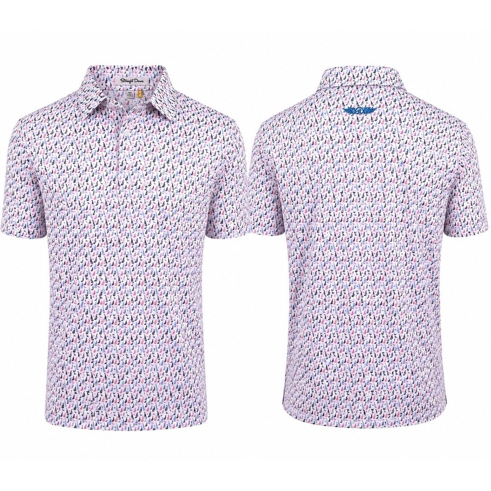 Straight Down Performance Polo Shirt Mens XXL  SAILBOATS AOP HAWAIIAN Golf